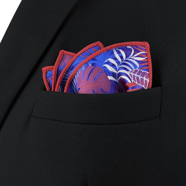 Shlax & Wing AH91 Blue Red Abstract Silk Mens Pocket Square Wedding Fashion Handkerchief Brand New Dress Hanky