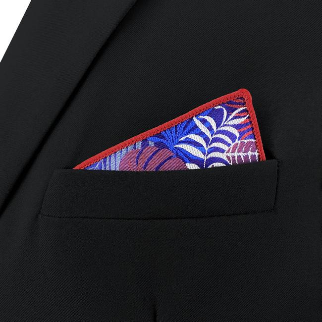 Shlax & Wing AH91 Blue Red Abstract Silk Mens Pocket Square Wedding Fashion Handkerchief Brand New Dress Hanky
