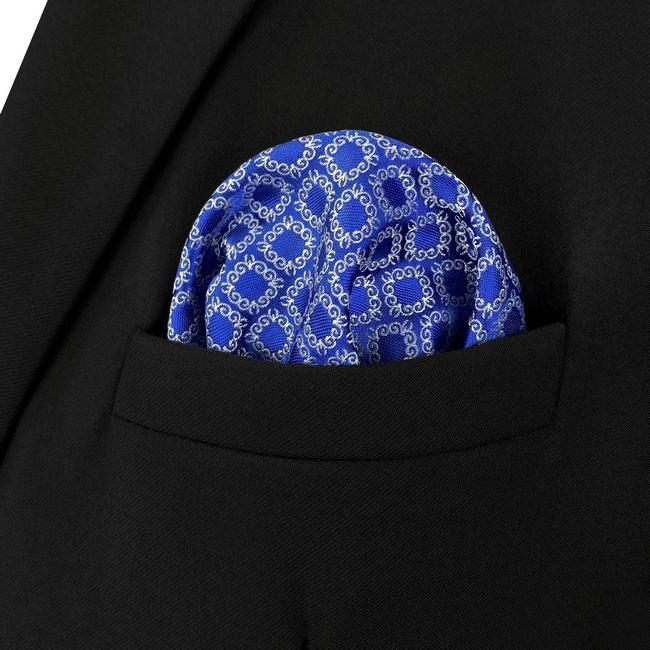 Shlax & Wing AH93 Blue Checkes Silk Mens Pocket Square Classic Brand New Handkerchief Fashion Wedding