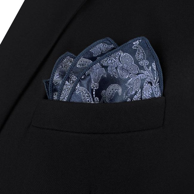 Shlax & Wing AH94 Blue Geometric Silk Mens Pocket Square Fashion Business Classic Party Hanky
