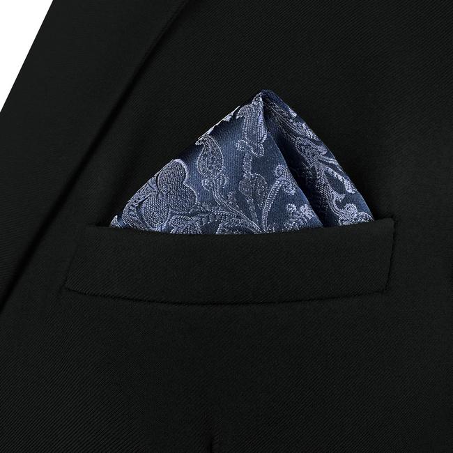 Shlax & Wing AH94 Blue Geometric Silk Mens Pocket Square Fashion Business Classic Party Hanky