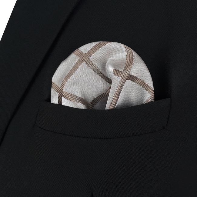 Shlax & Wing AH95 Khaki Checkes Mens Pocket Square Fashion Classic Handkerchief Brand New Hanky