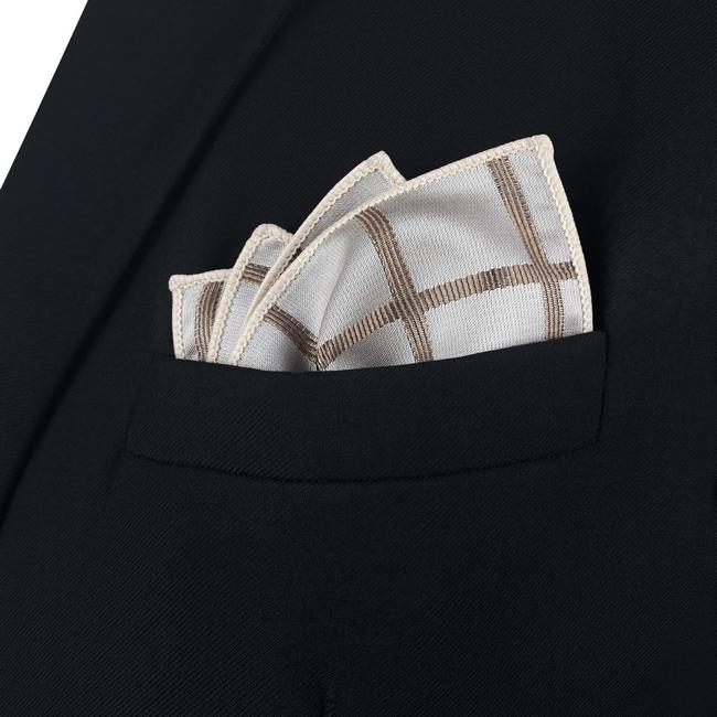 Shlax & Wing AH95 Khaki Checkes Mens Pocket Square Fashion Classic Handkerchief Brand New Hanky