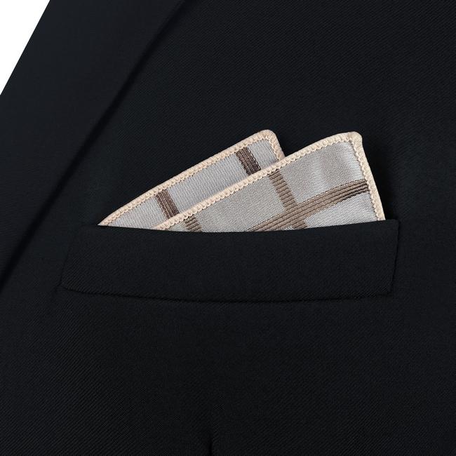 Shlax & Wing AH95 Khaki Checkes Mens Pocket Square Fashion Classic Handkerchief Brand New Hanky