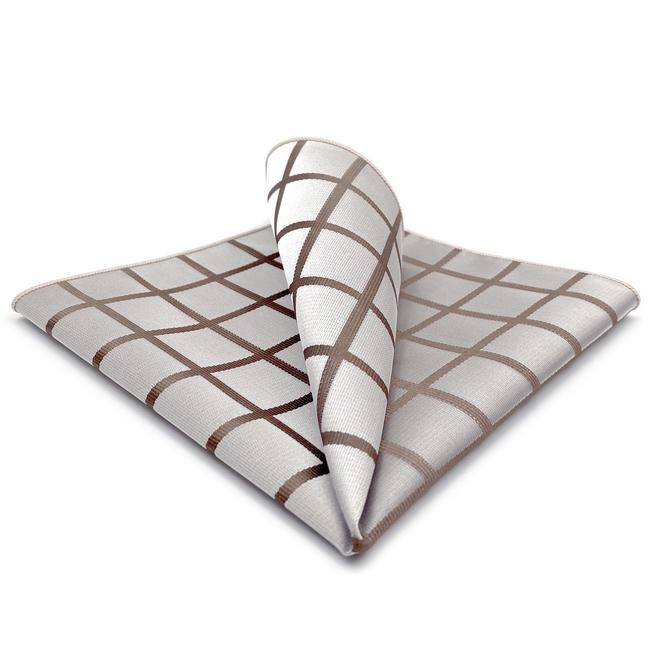 shlax & wing AH95 Khaki Checkes Mens Pocket Square Fashion Classic Handkerchief Brand New Hanky