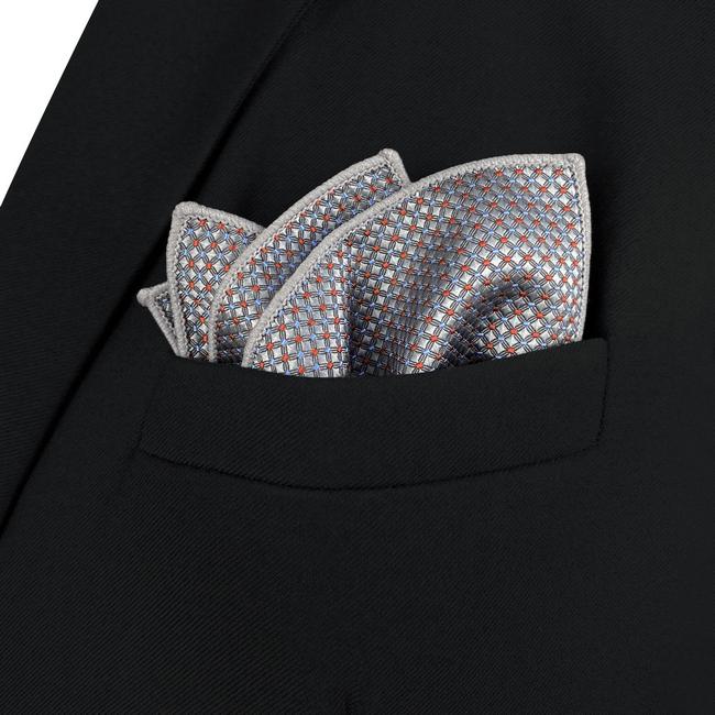 Shlax & Wing AH96 Light Gray Polka Dots Mens Pocket Square Fashion Party Hanky Classic Handkerchief Gift