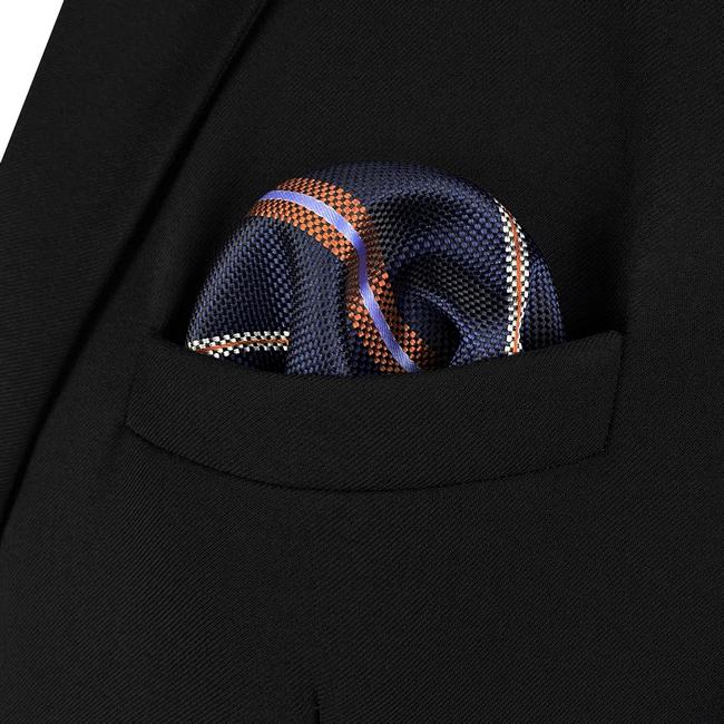 Shlax & Wing AH97 Blue Striped Mens Pocket Square Gift Fashion Party Novelty Business Handkerchief