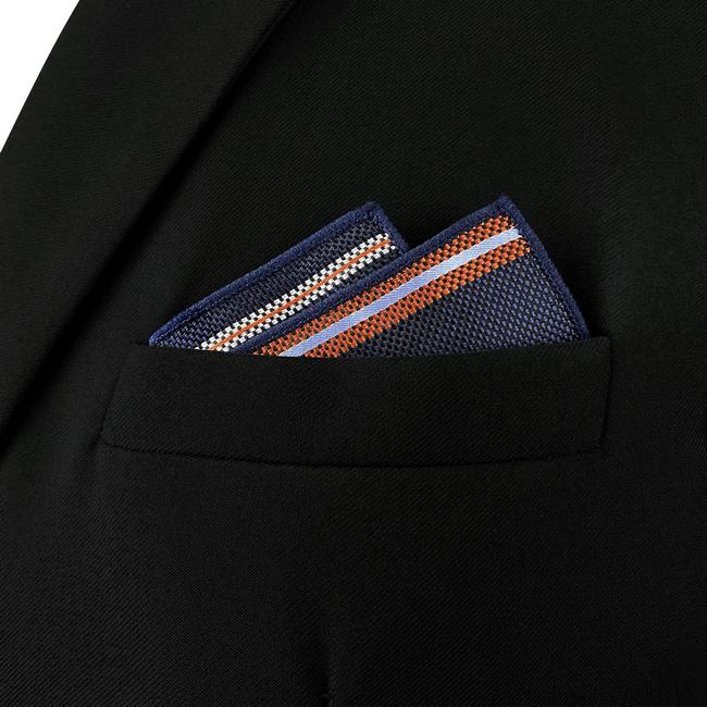 Shlax & Wing AH97 Blue Striped Mens Pocket Square Gift Fashion Party Novelty Business Handkerchief