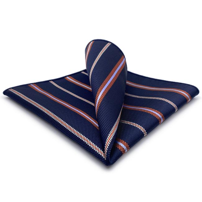shlax & wing AH97 Blue Striped Mens Pocket Square Gift Fashion Party Novelty Business Handkerchief