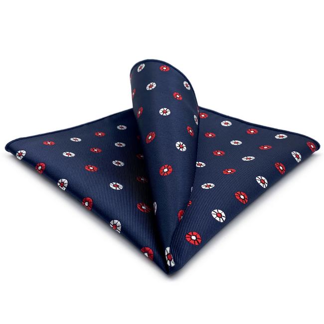 shlax & wing AH98 Blue Floral Mens Pocket Square Classic Fashion Handkerchief Acceossories Wedding