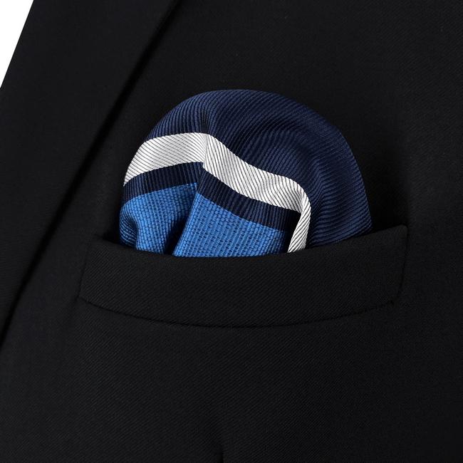 Shlax & Wing AH99 Blue Striped Mens Pocket Square Fashion Classic Handkerchief Dress Hanky