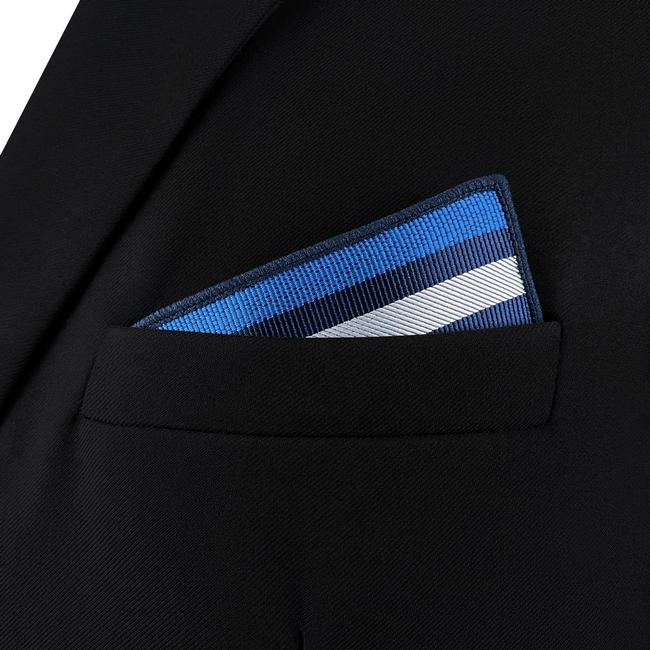 Shlax & Wing AH99 Blue Striped Mens Pocket Square Fashion Classic Handkerchief Dress Hanky