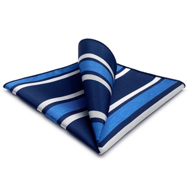 shlax & wing AH99 Blue Striped Mens Pocket Square Fashion Classic Handkerchief Dress Hanky