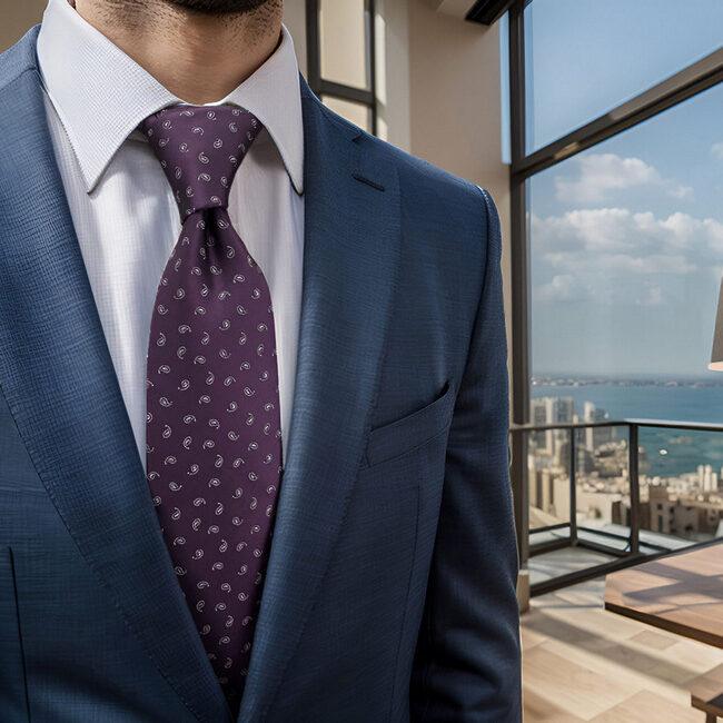 Shlax & Wing B36 Purple Plum Paisley Mens Neckties Pocket Square Set Classic Fashion Business Extra Long Size Groom