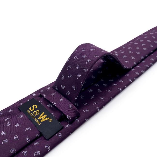 Shlax & Wing B36 Purple Plum Paisley Mens Neckties Pocket Square Set Classic Fashion Business Extra Long Size Groom