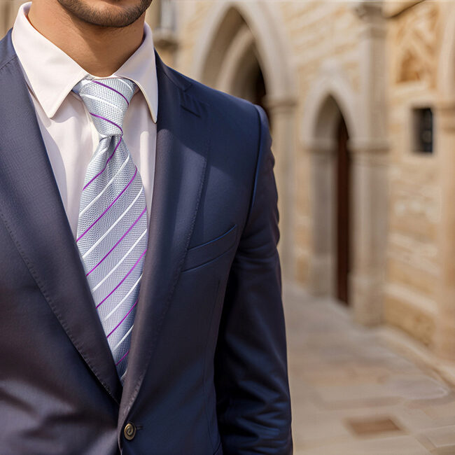 Shlax & Wing B37 Light Gray Striped Mens Neckties Pocket Square Set Classic Dress Party Fashion Extra Long Size Wedding