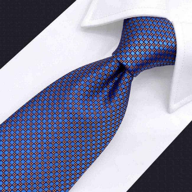 Shlax & Wing B38 Blue Orange Polka Dots Mens Neckties Pocket Square Set Fashion Extra Long Size Ties