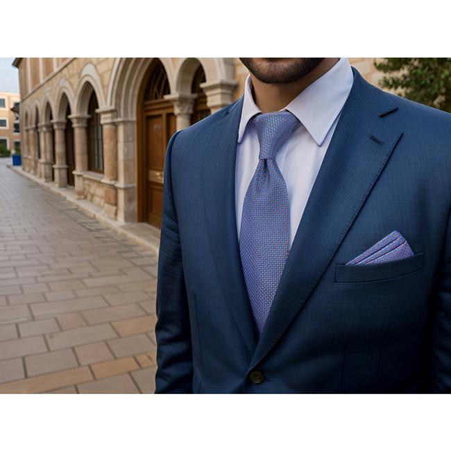 shlax & wing B38 Blue Orange Polka Dots Mens Neckties Pocket Square Set Fashion Extra Long Size Ties