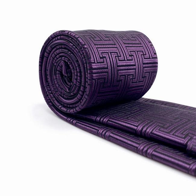 Shlax & Wing B41 Dark Purple Geometric Men’s Accessories Necktie Set Business Pocket Square Extra Long Size
