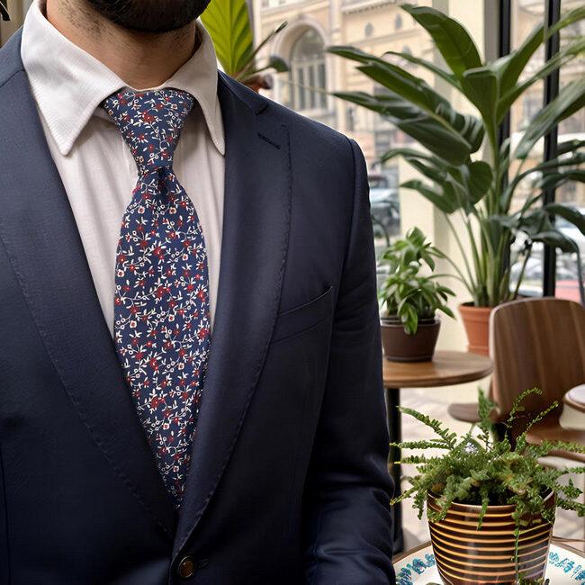 Shlax & Wing B42 Blue Floral Men’s Accessories Necktie Set Business Pocket Square Extra Long Size