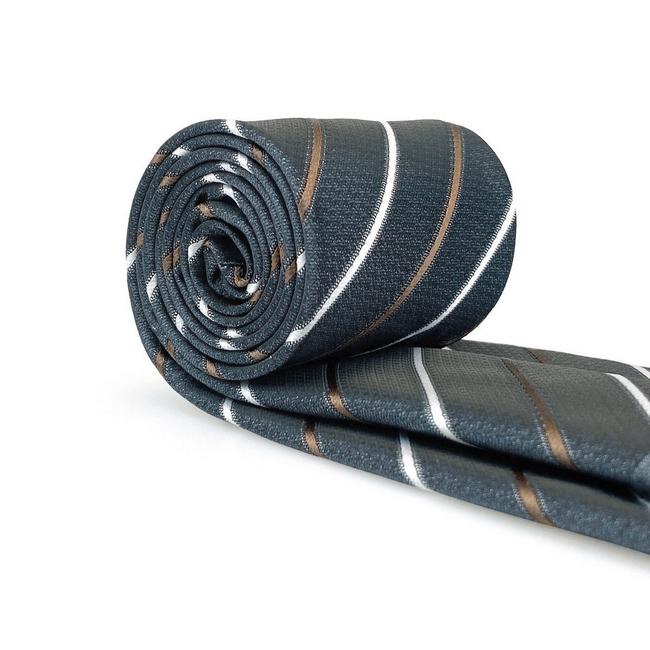 Shlax & Wing B43 Dark Grey Striped Mens Necktie Set Business Pocket Square Extra Long Size Classic