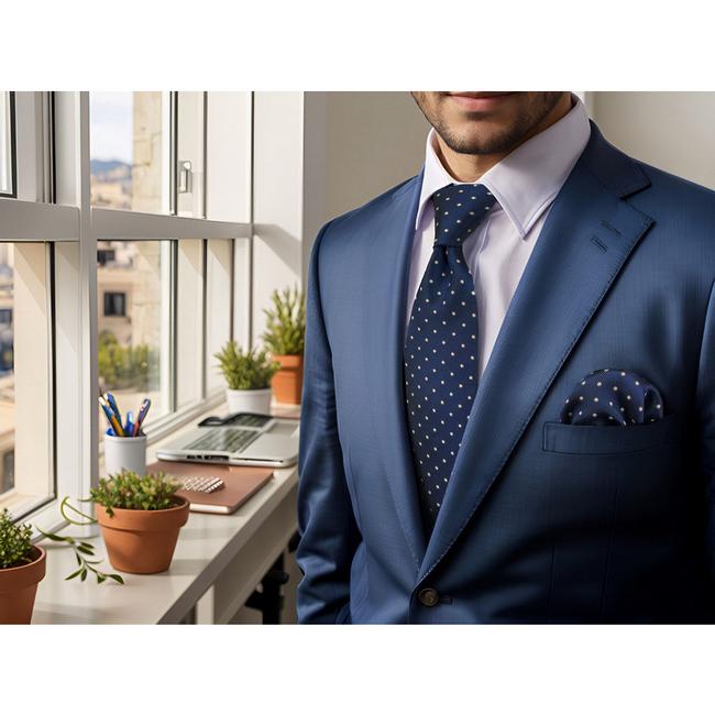 shlax & wing B46 Navy Blue Floral Mens Necktie Set Fashion Pocket Square Classic Extra Long Size