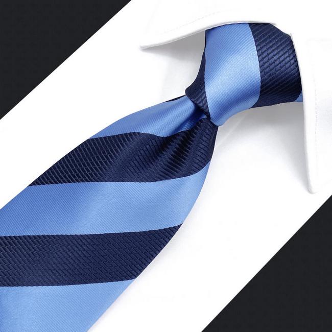 Shlax & Wing B47 Royal Blue Navy Blue Striped Mens Ties Pocket Square Set Fashion Party 63″ Classic Skinny Necktie