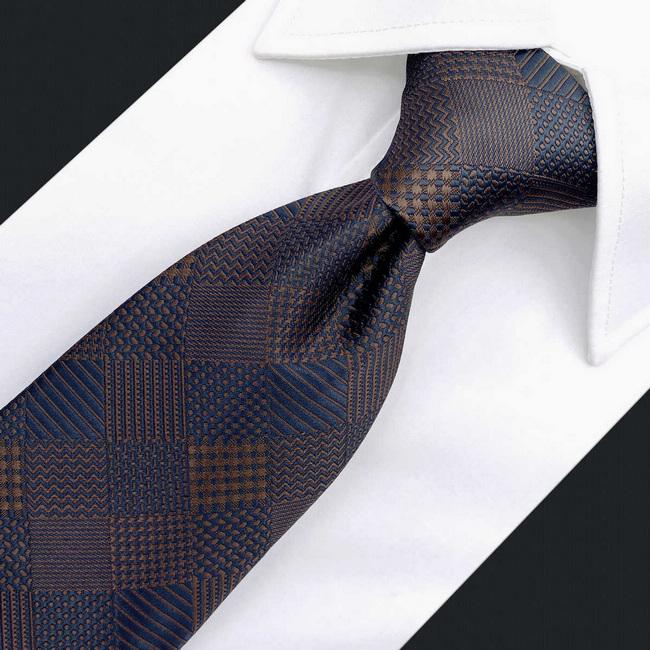 Shlax & Wing B53 Brown Checkes Mens Neckties Pocket Square Set Classic Fashion Business Extra Long Size Groom