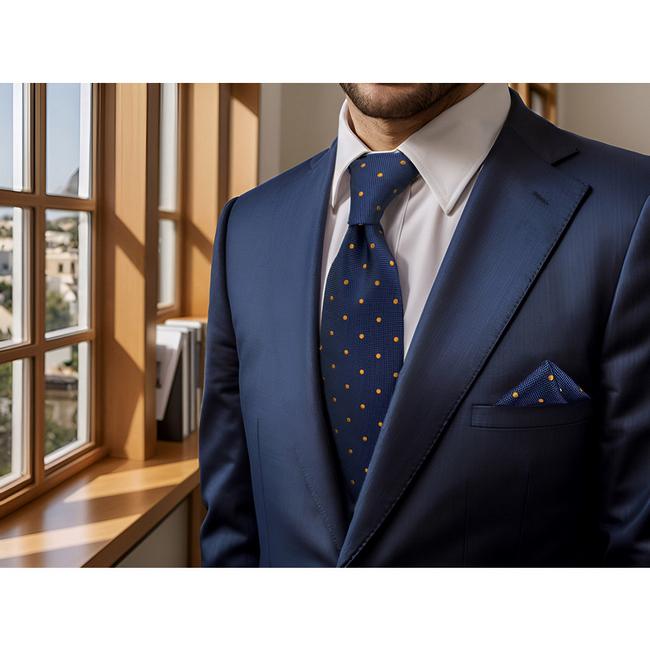 shlax & wing B54 Blue Polka Dots Mens Neckties Pocket Square Set Classic Fashion Business Extra Long Size