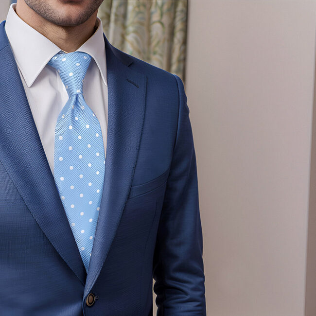 Shlax & Wing B55 Light Blue Polka Dots Mens Neckties Pocket Square Set Fashion Party 63″ Classic Skinny Necktie