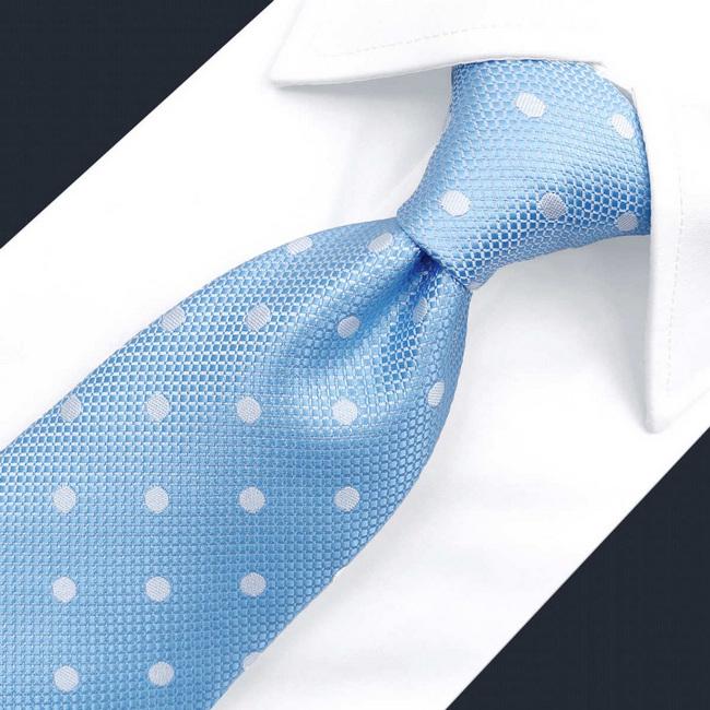 Shlax & Wing B55 Light Blue Polka Dots Mens Neckties Pocket Square Set Fashion Party 63″ Classic Skinny Necktie