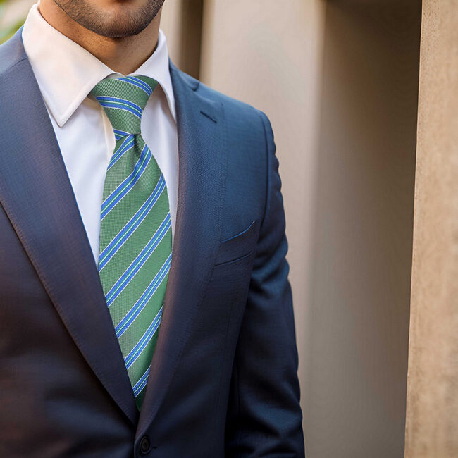 Shlax & Wing B57 Green Striped Mens Necktie Set Business Pocket Square Extra Long Size Classic Wedding