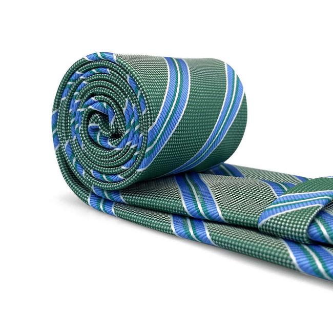 Shlax & Wing B57 Green Striped Mens Necktie Set Business Pocket Square Extra Long Size Classic Wedding