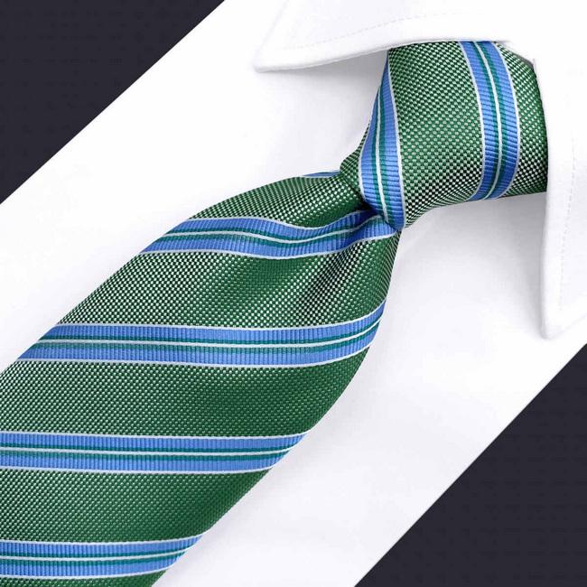 Shlax & Wing B57 Green Striped Mens Necktie Set Business Pocket Square Extra Long Size Classic Wedding