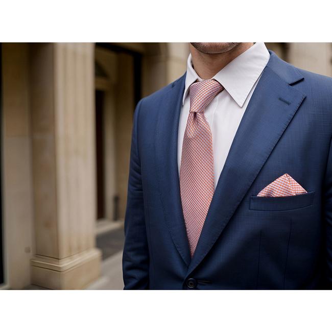 shlax & wing B60 Gray Orange Houndstooth Mens Neckties Pocket Square Set Fashion Party 63″ Classic Skinny Necktie