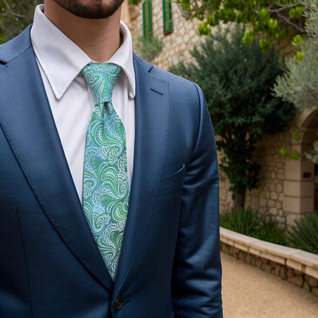 Shlax & Wing B61 Aqua Geometric Mens Neckties Pocket Square Set Classic Fashion Wedding Extra Long Size