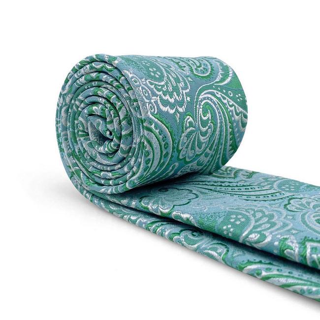 Shlax & Wing B61 Aqua Geometric Mens Neckties Pocket Square Set Classic Fashion Wedding Extra Long Size