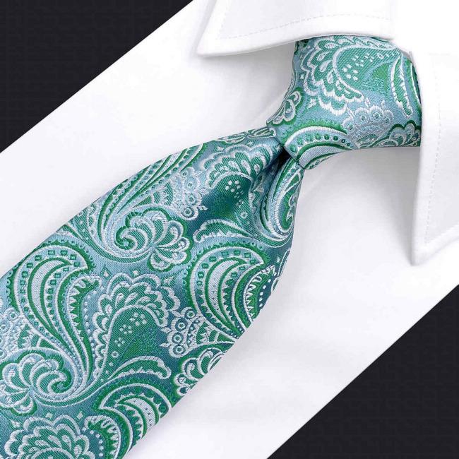 Shlax & Wing B61 Aqua Geometric Mens Neckties Pocket Square Set Classic Fashion Wedding Extra Long Size
