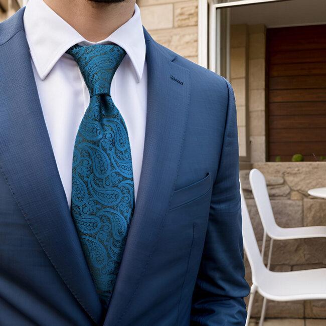 Shlax & Wing B62 Dark Teal Paisley Mens Neckties Pocket Square Set Fashion Party 63″ Classic Skinny Necktie Groom