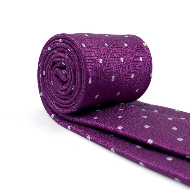 Shlax & Wing B63 Dark Magenta Purple Dots Mens Neckties Pocket Square Set Classic Fashion Wedding Extra Long Size