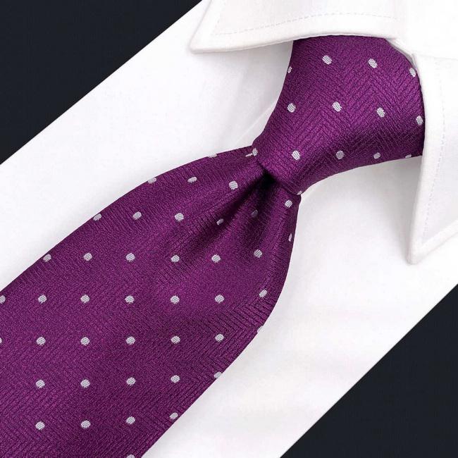 Shlax & Wing B63 Dark Magenta Purple Dots Mens Neckties Pocket Square Set Classic Fashion Wedding Extra Long Size