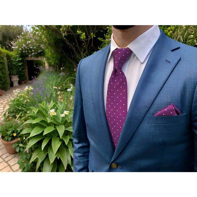 shlax & wing B63 Dark Magenta Purple Dots Mens Neckties Pocket Square Set Classic Fashion Wedding Extra Long Size