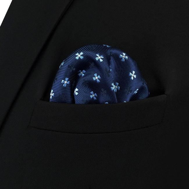 Shlax & Wing BH16 Navy Floral Mens Pocket Square Silk Fashion Classic Handkerchief Brand New Dress Hanky