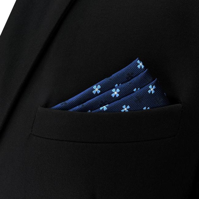 Shlax & Wing BH16 Navy Floral Mens Pocket Square Silk Fashion Classic Handkerchief Brand New Dress Hanky