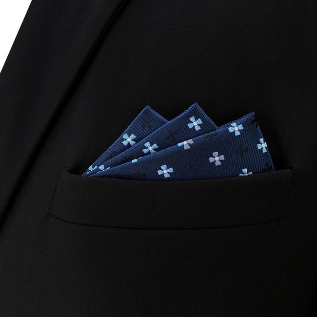 Shlax & Wing BH16 Navy Floral Mens Pocket Square Silk Fashion Classic Handkerchief Brand New Dress Hanky