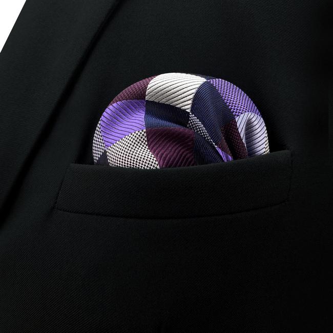 Shlax & Wing BH2 Checkes Purple Multicolor Mens Pocket Square Silk Fashion Classic Handkerchief Brand New Hanky