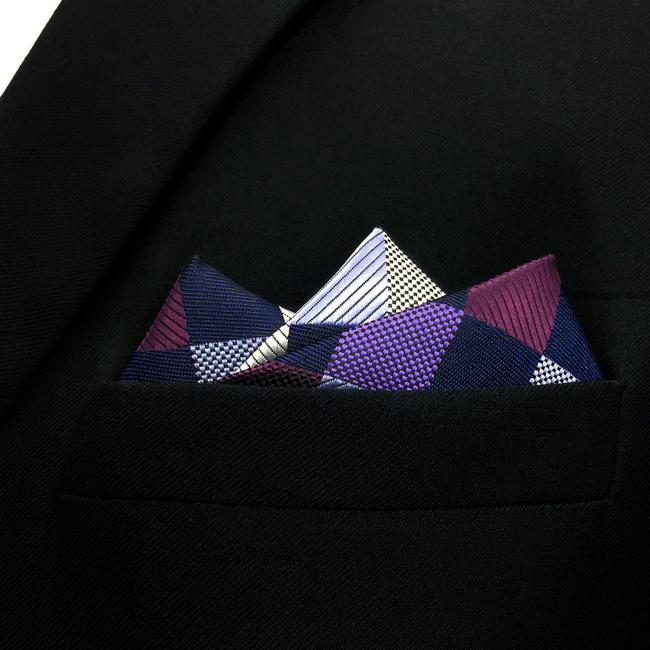 Shlax & Wing BH2 Checkes Purple Multicolor Mens Pocket Square Silk Fashion Classic Handkerchief Brand New Hanky