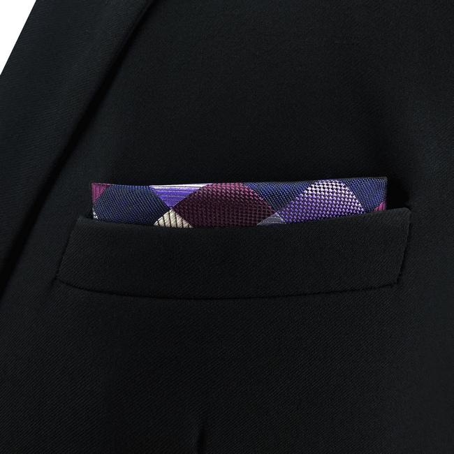 Shlax & Wing BH2 Checkes Purple Multicolor Mens Pocket Square Silk Fashion Classic Handkerchief Brand New Hanky