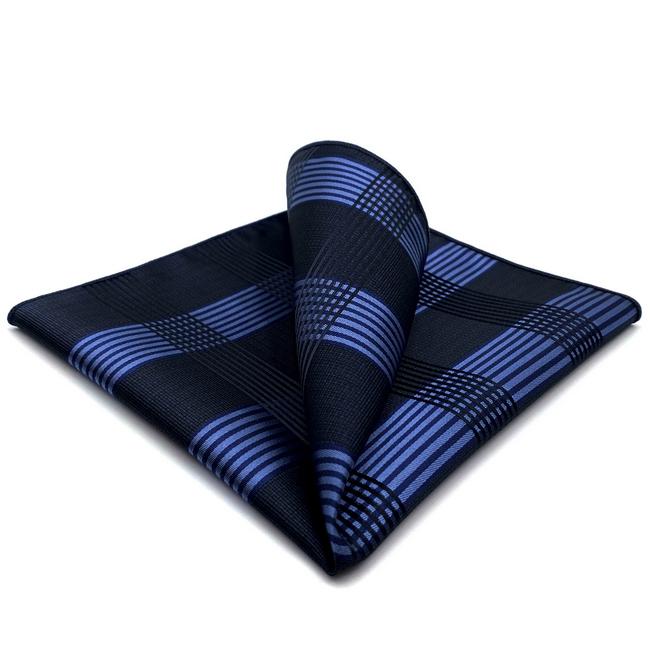 shlax & wing BH22 Navy Checkes Silk Mens Pocket Square Fashion Classic Handkerchief Dress Hankies