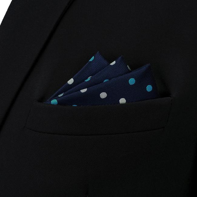 Shlax & Wing BH24 Navy Polka Dots Silk Mens Pocket Square Fashion Classic Handkerchief Dress Hanky